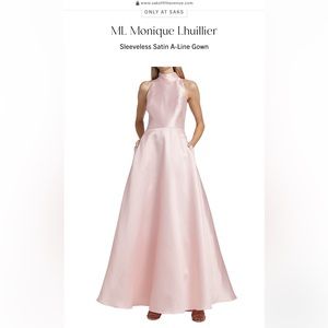 ML Monique Lhuillier Halter Satin Ball Gown